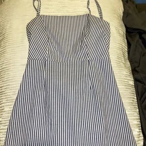 Blue and white striped dress